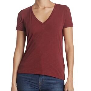 Marine Layer V Neck Tee SHirt Maroon Port Royal Short Sleeve Cotton Shirt XL